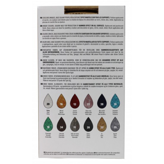 Pebeo Fantasy Moon Set 12 x 20ml  Hammer Effect Pearlescent Craft Paint Set 757441